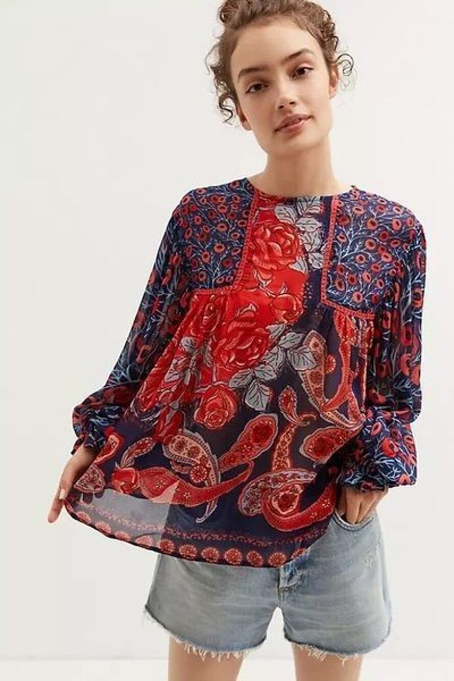 Bl^nk London Miranda Peasant Blouse In Red S